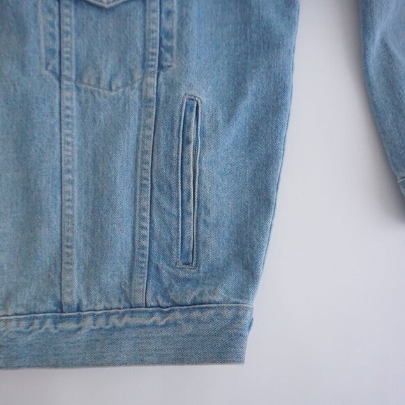 Vintage '90s Pepsi Co Light Wash 100% Cotton Button Up Blue Denim Jacket M - Picture 5 of 12